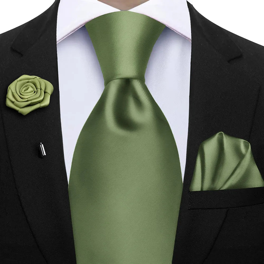 Ensemble de cravates d'affaires de luxe vert foncé hommes