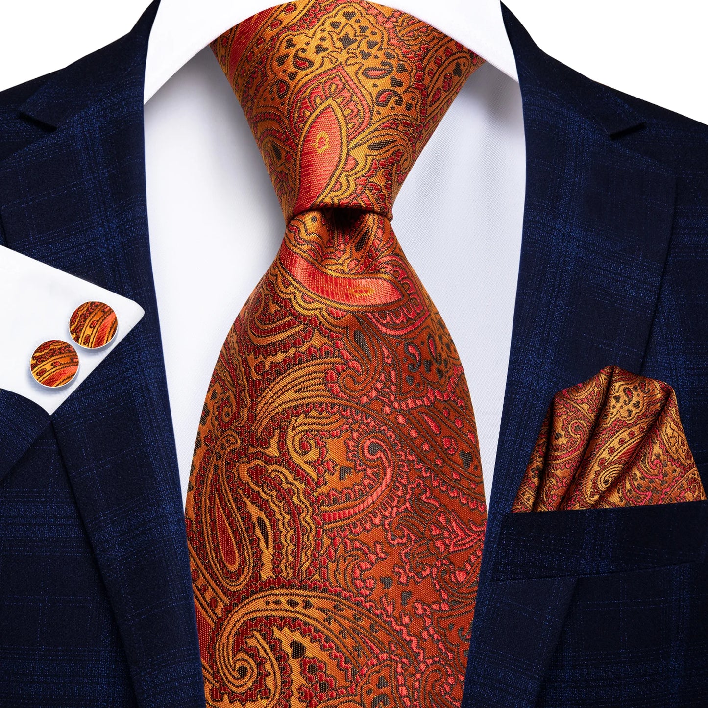 Ensemble de cravates et mouchoir en soie pour homme