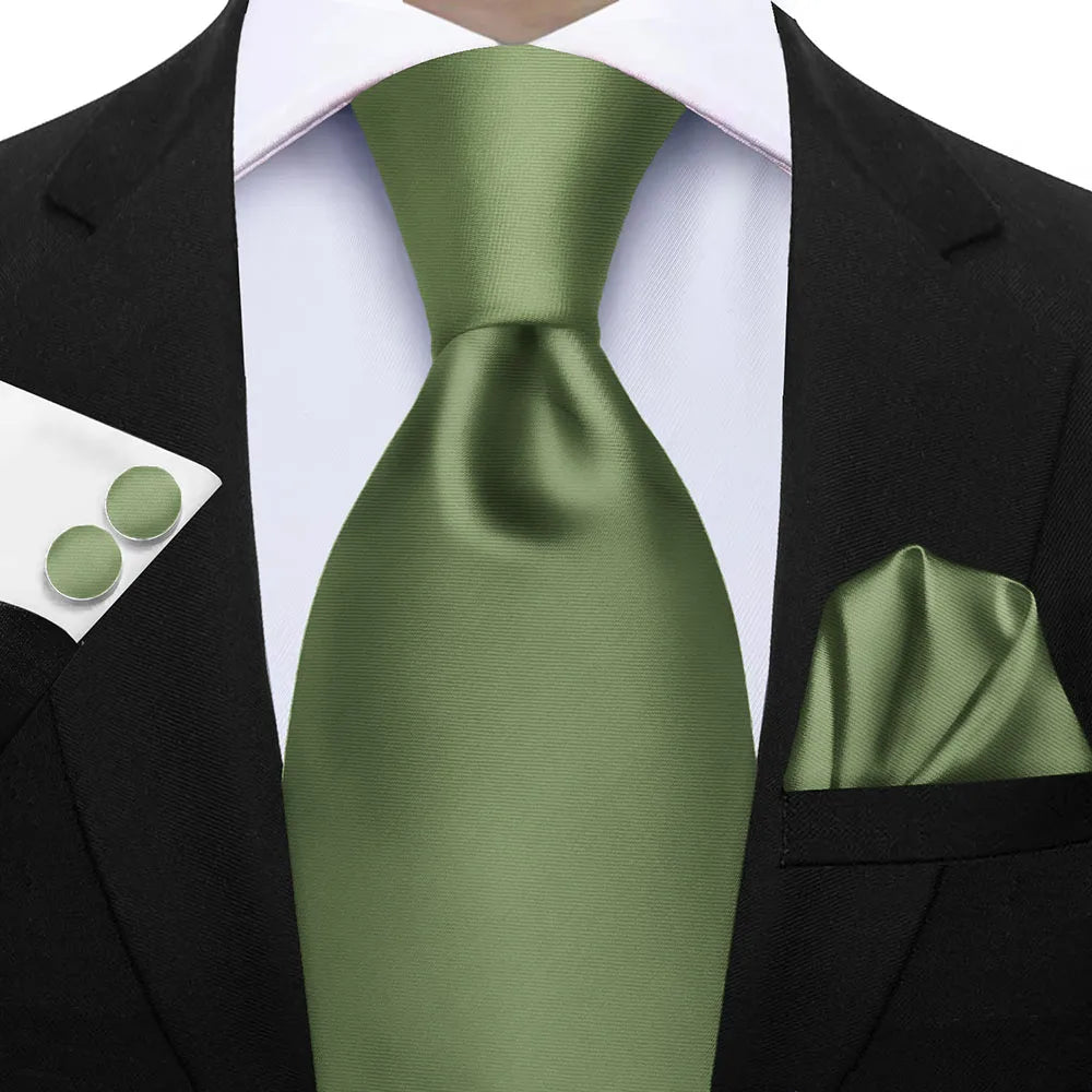 Ensemble de cravates d'affaires de luxe vert foncé hommes