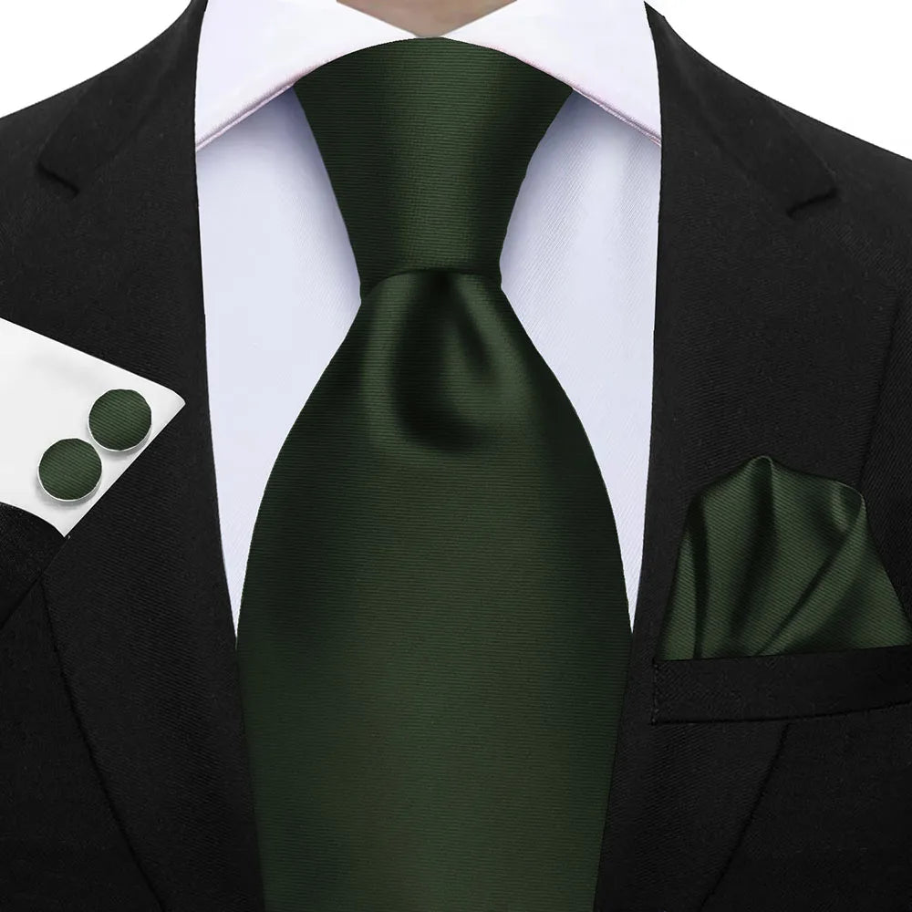 Ensemble de cravates d'affaires de luxe vert foncé hommes