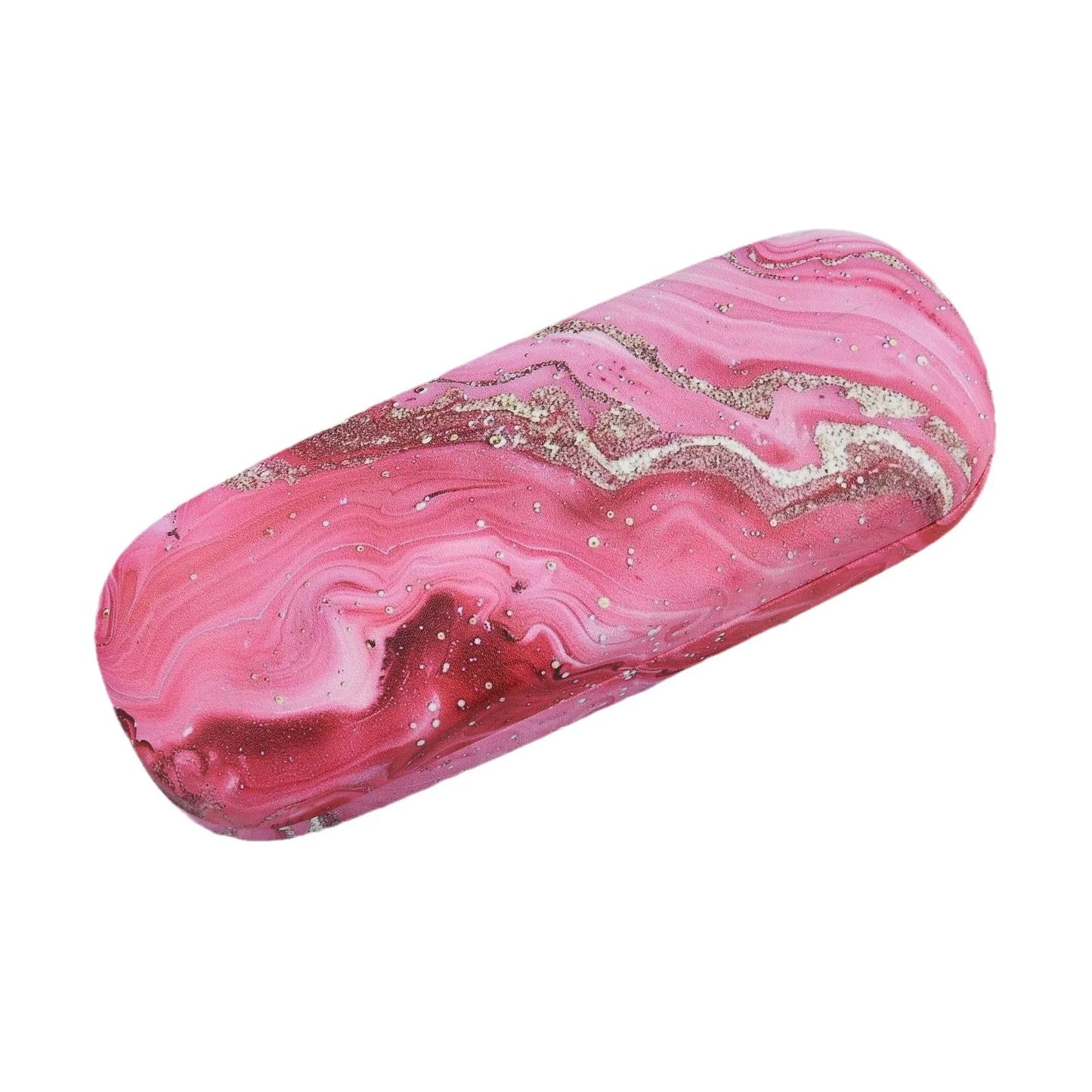 Étui à lunettes en cuir rose ondulé pour femme