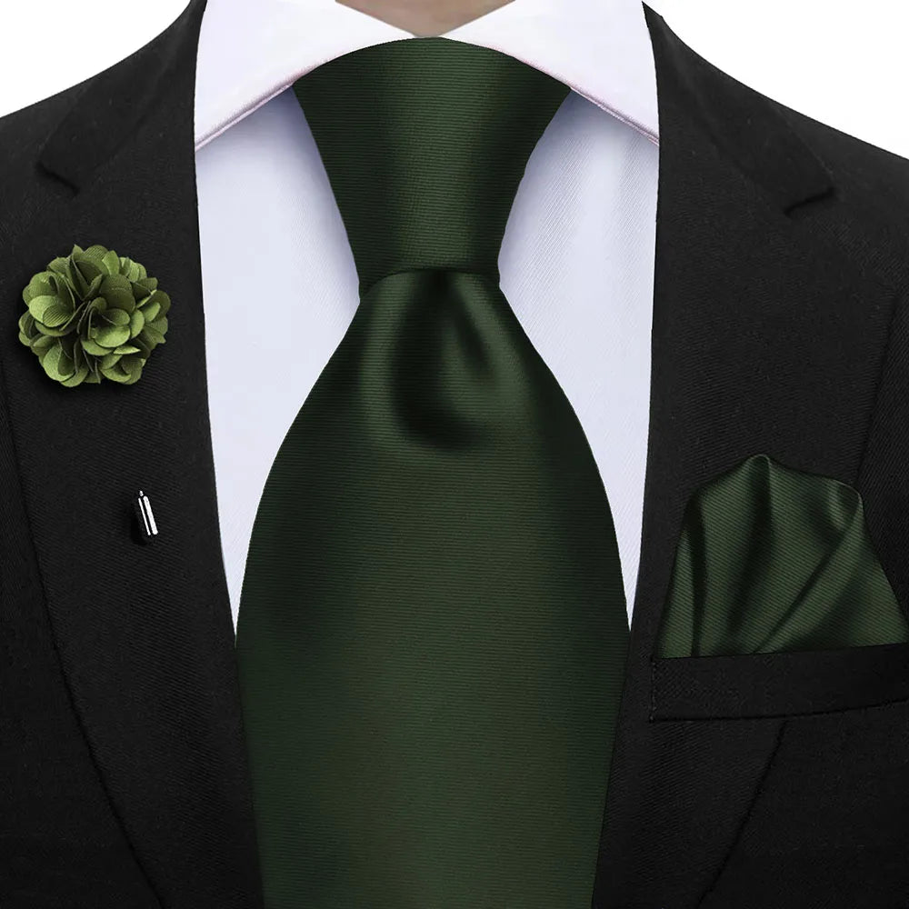 Ensemble de cravates d'affaires de luxe vert foncé hommes