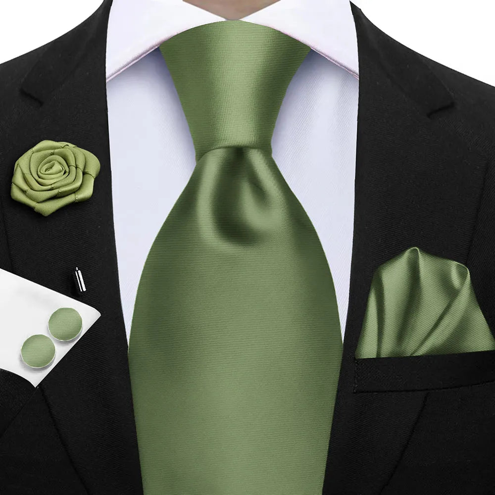 Ensemble de cravates d'affaires de luxe vert foncé hommes