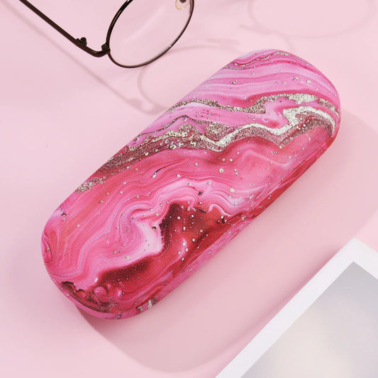 Étui à lunettes en cuir rose ondulé pour femme