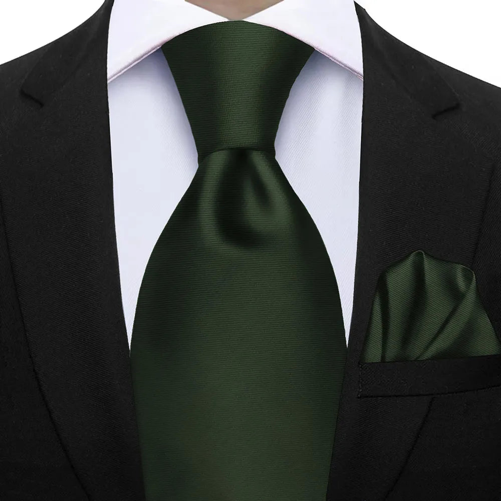 Ensemble de cravates d'affaires de luxe vert foncé hommes