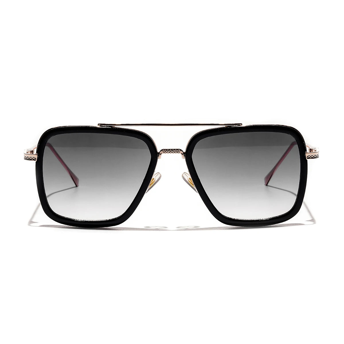 Lunettes de soleil carrées, monture métallique pour hommes