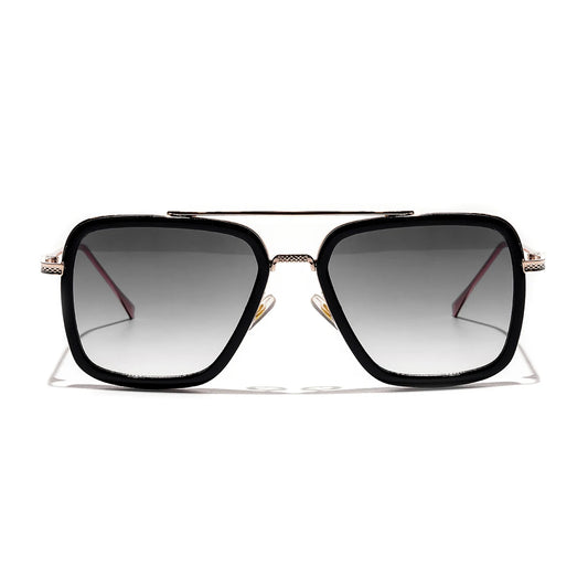 Lunettes de soleil carrées, monture métallique pour hommes